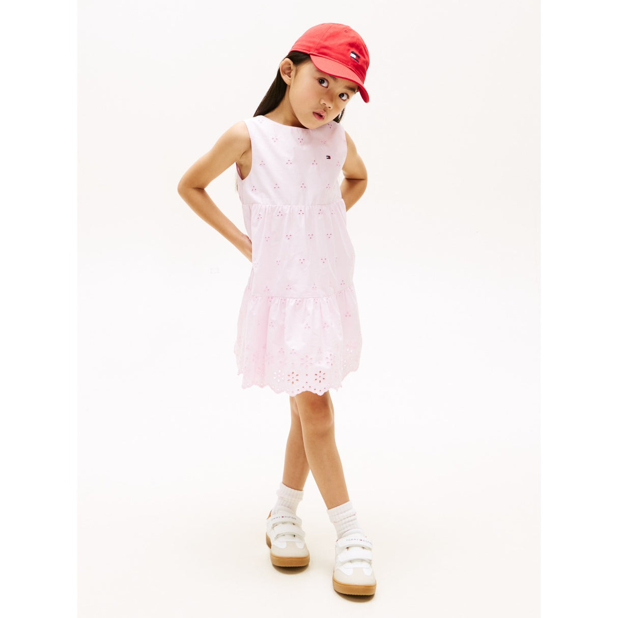 Tommy Hilfiger Pearly Pink Lg Broderie Anglaise Bue Kjole