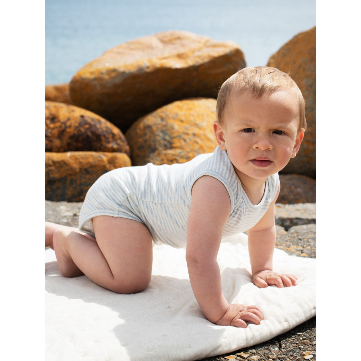 Serendipity Mist/Offwhite Baby Tank Stripe