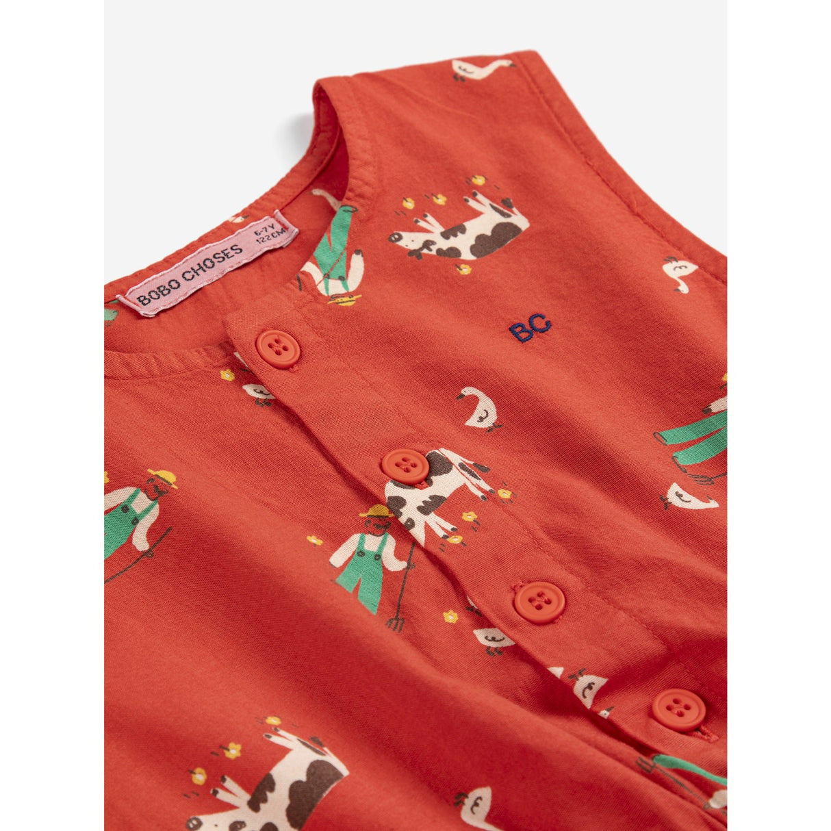 Bobo Choses Red Farm Adventure All Over Woven Kjole