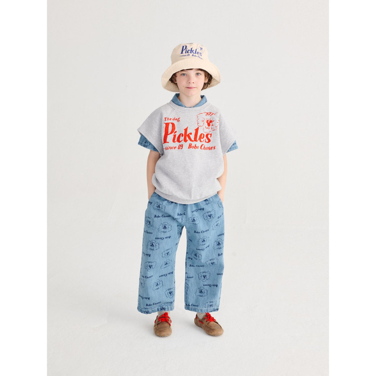 Bobo Choses Prussian Blue Pickles The Dog All Over Light Denim Bukser