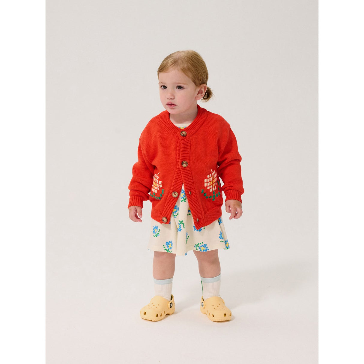 Bobo Choses Red Pixel Daisy Cardigan