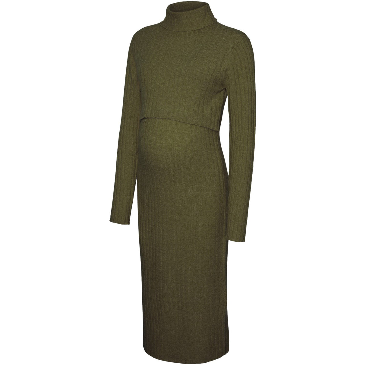Mama;licious Winter Moss Melange Mlsuniva June Ls Strikk Midi Kjole 2F Noos