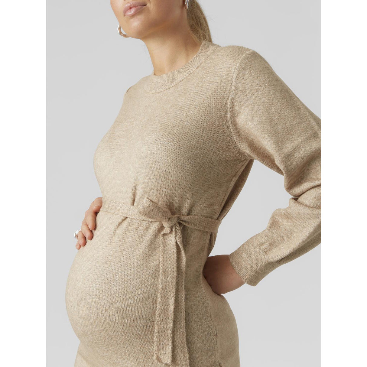 Mama;licious Natural Melange Mlnewanne L/S Abk Strikk Kjole A. Noos