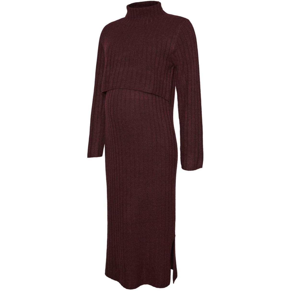 Mama;licious Windsor Wine Melange Mlsuniva June Ls Strikk Midi Kjole 2F Noos