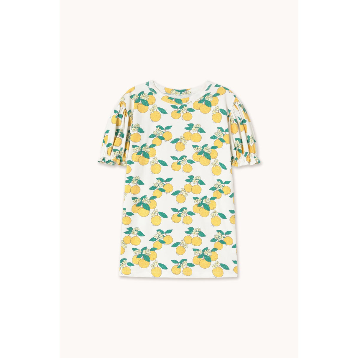 TinyCottons Off-White Oranges Puff Sleeve Kjole
