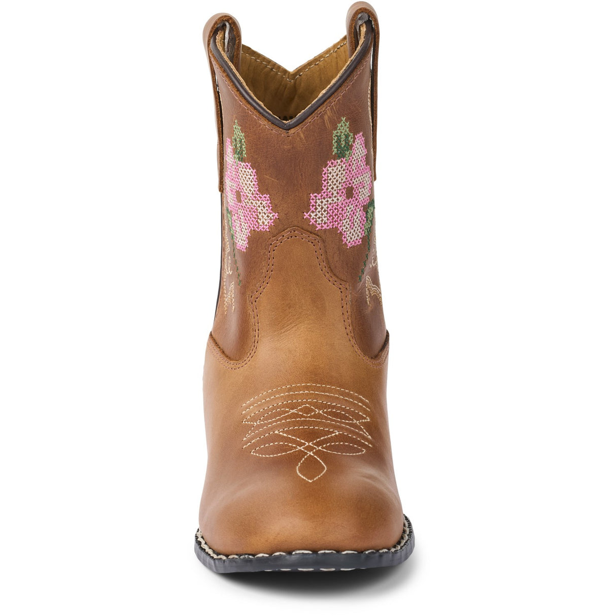 COPENHAGEN COLORS Cognac Leather Limited Cowboy Støvler Low - Brown Flower
