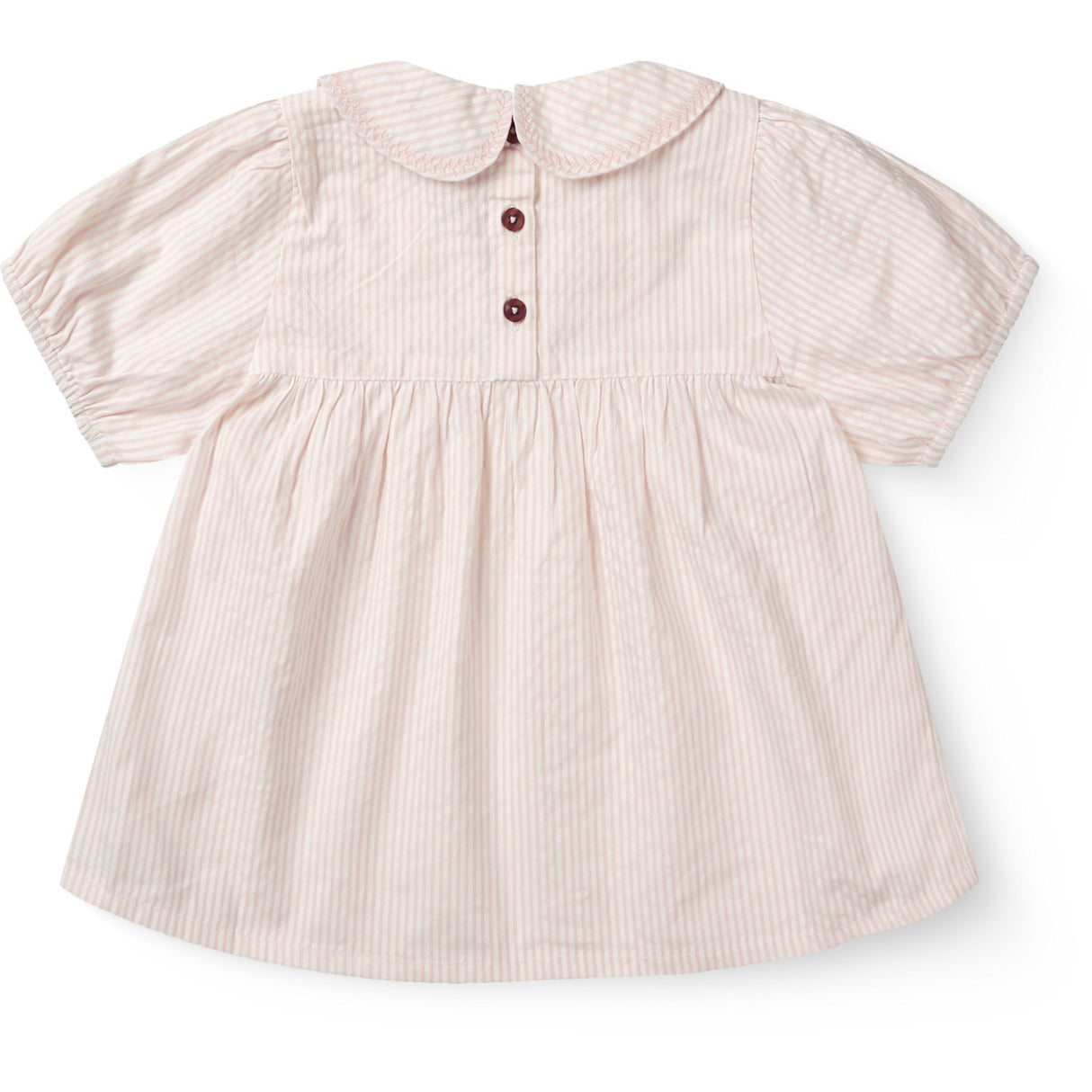 COPENHAGEN COLORS Dusty Rose W Cream Stripe Seersucker Bluse W. Halsbånd