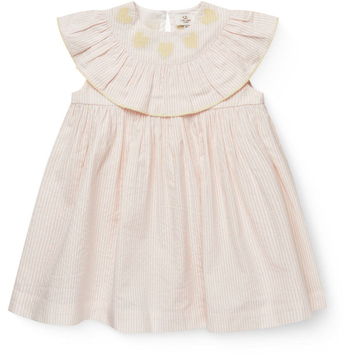 COPENHAGEN COLORS Dusty Rose W Cream Stripe W Yellow Seersucker Kjole W. Heart