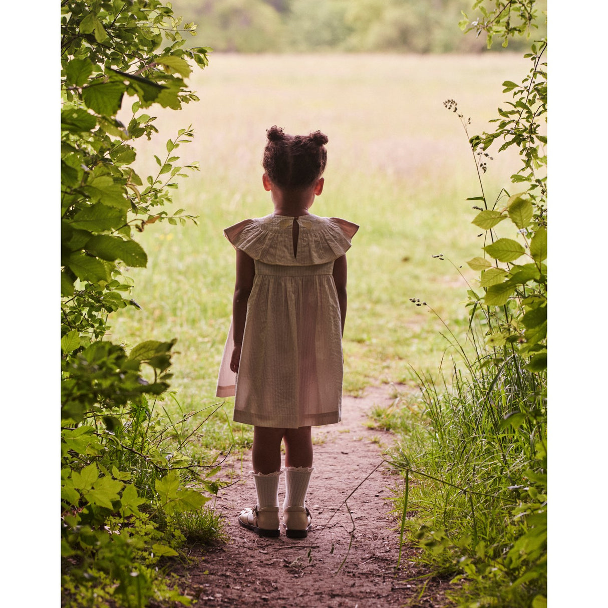 COPENHAGEN COLORS Dusty Rose W Cream Stripe W Yellow Seersucker Kjole W. Heart