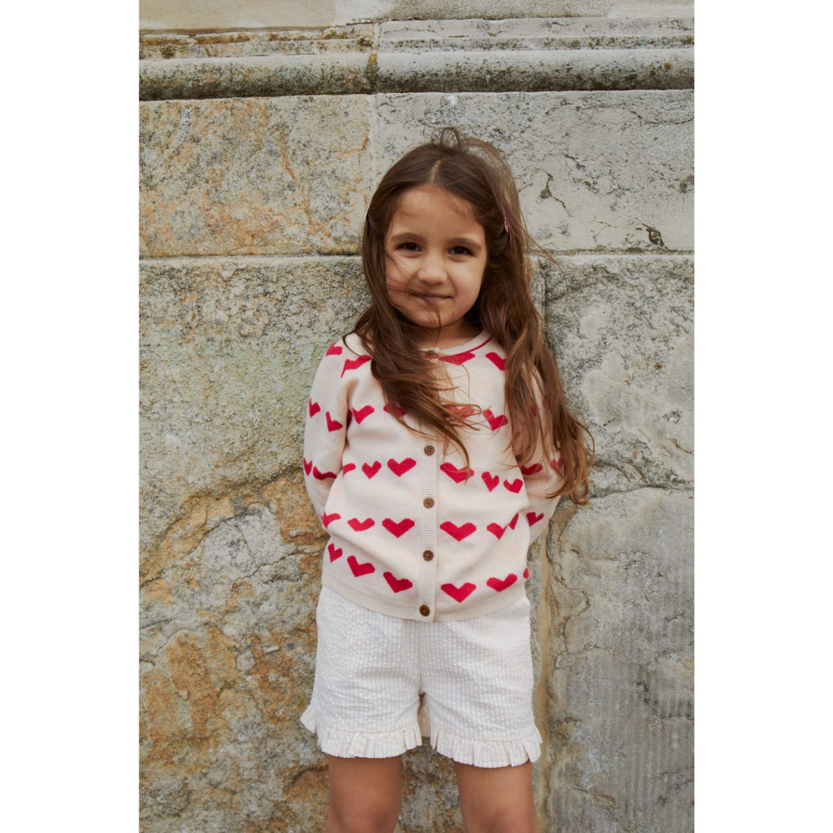 COPENHAGEN COLORS Dusty Rose W Cream Stripe Seersucker Girly Shorts