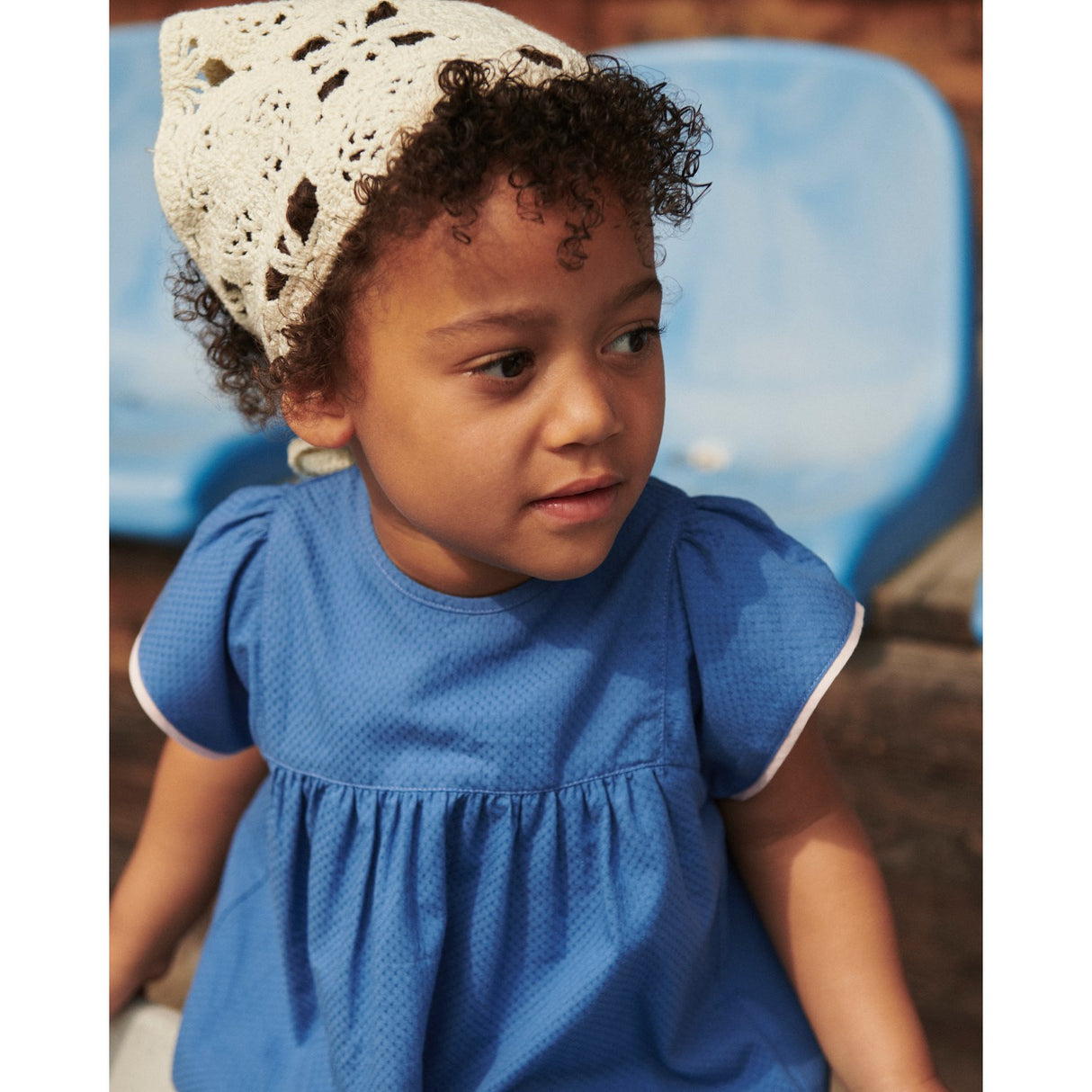 COPENHAGEN COLORS Ocean Blue Comb. Bluse W. Contrast Piping