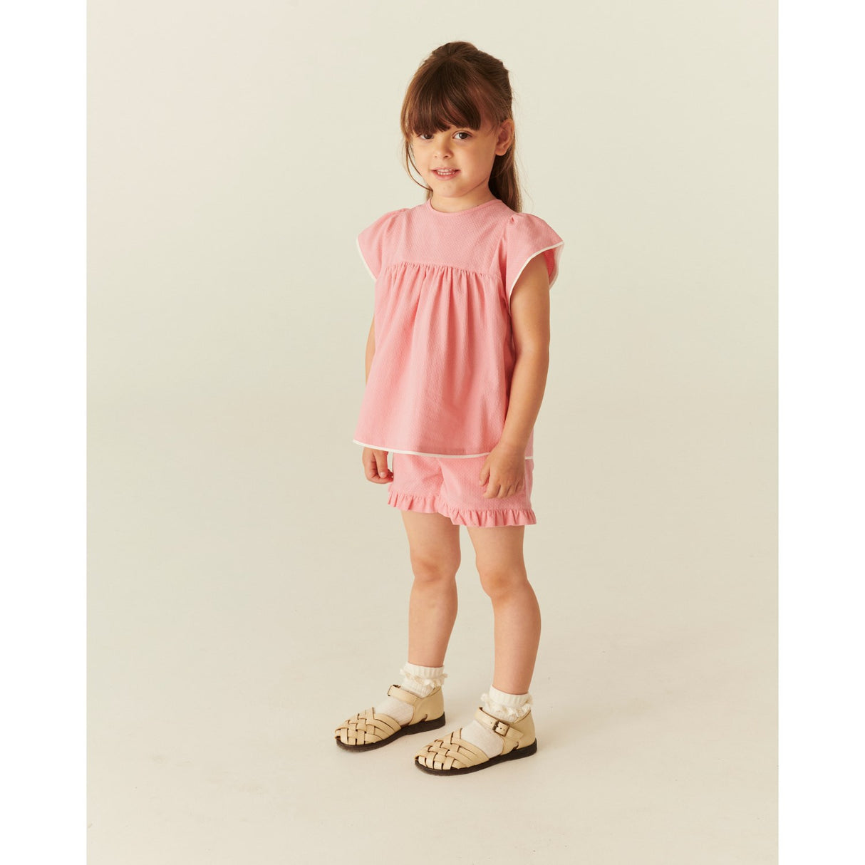 COPENHAGEN COLORS Pink Comb. Bluse W. Contrast Piping