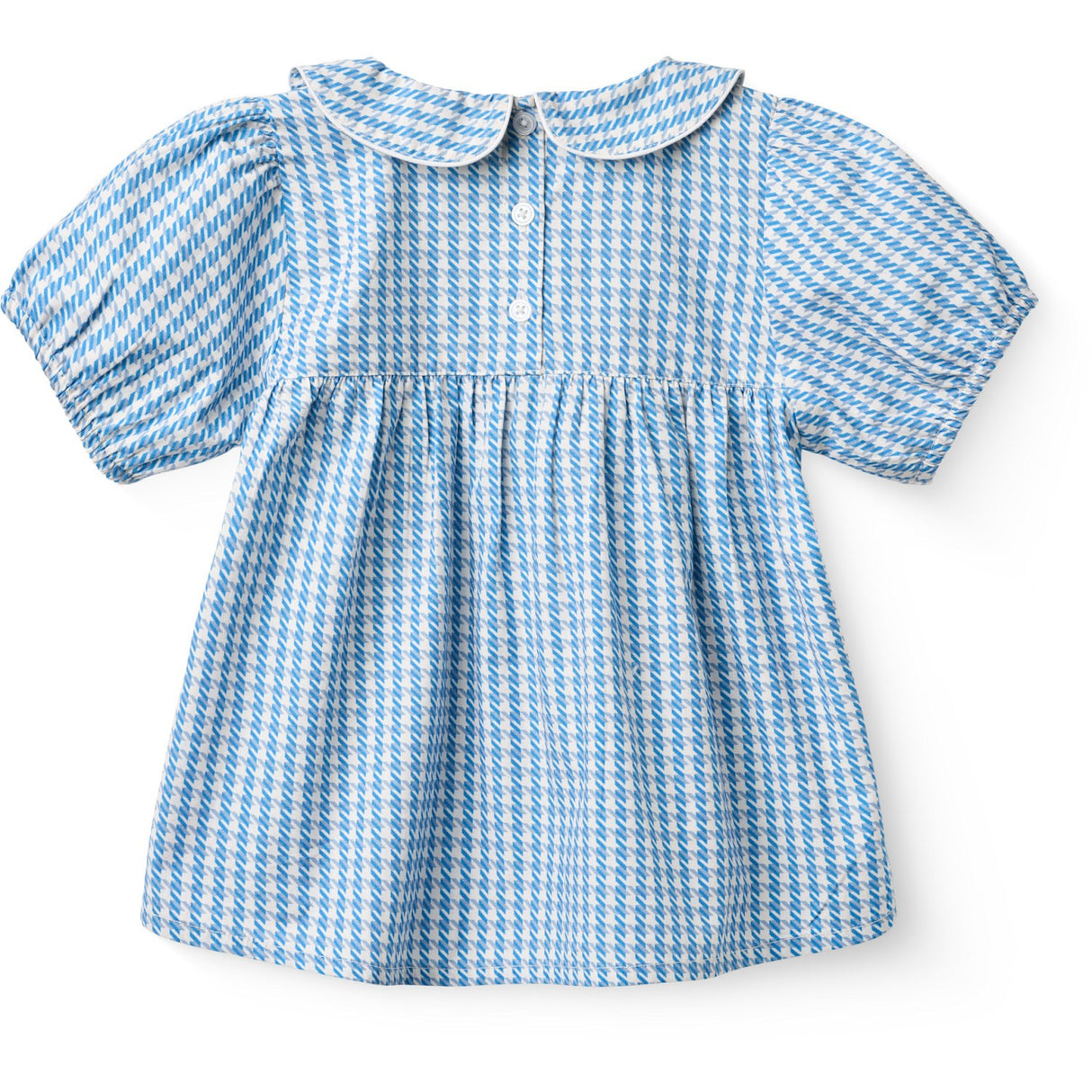 COPENHAGEN COLORS Blue Houndstooth Mini Houndstooth Bluse W. Halsbånd