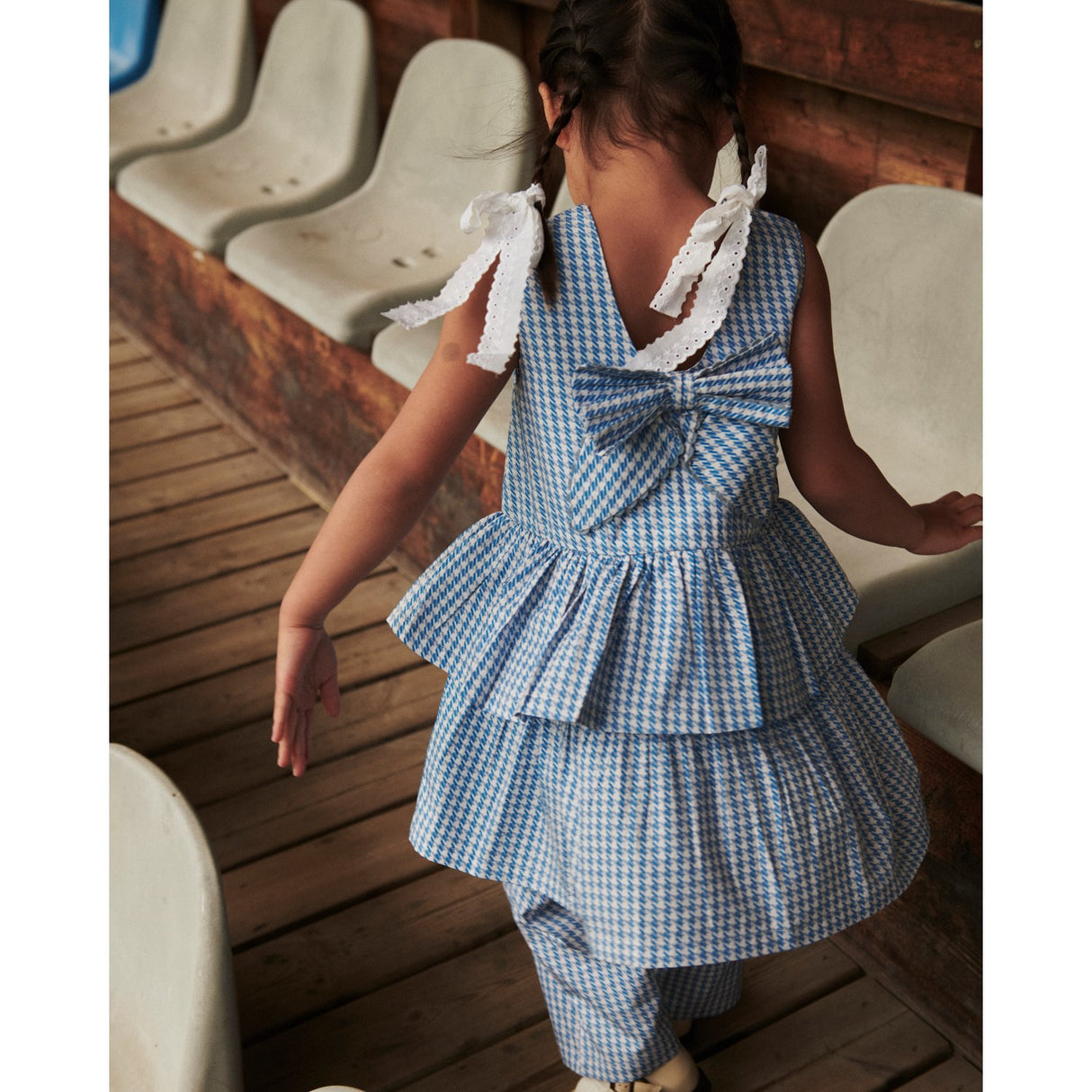 COPENHAGEN COLORS Blue Houndstooth Mini Houndstooth Kjole W. Bue