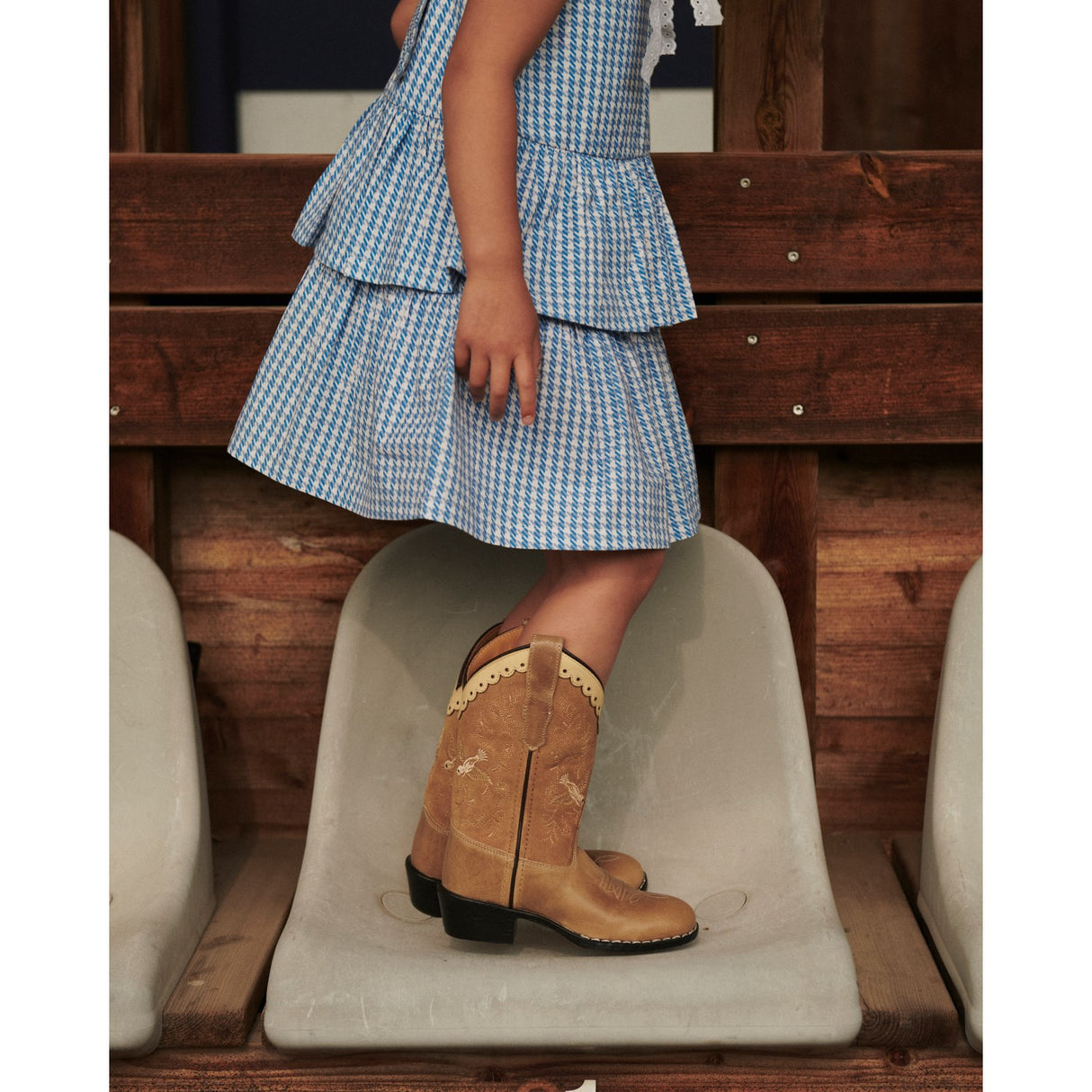 COPENHAGEN COLORS Blue Houndstooth Mini Houndstooth Kjole W. Bue