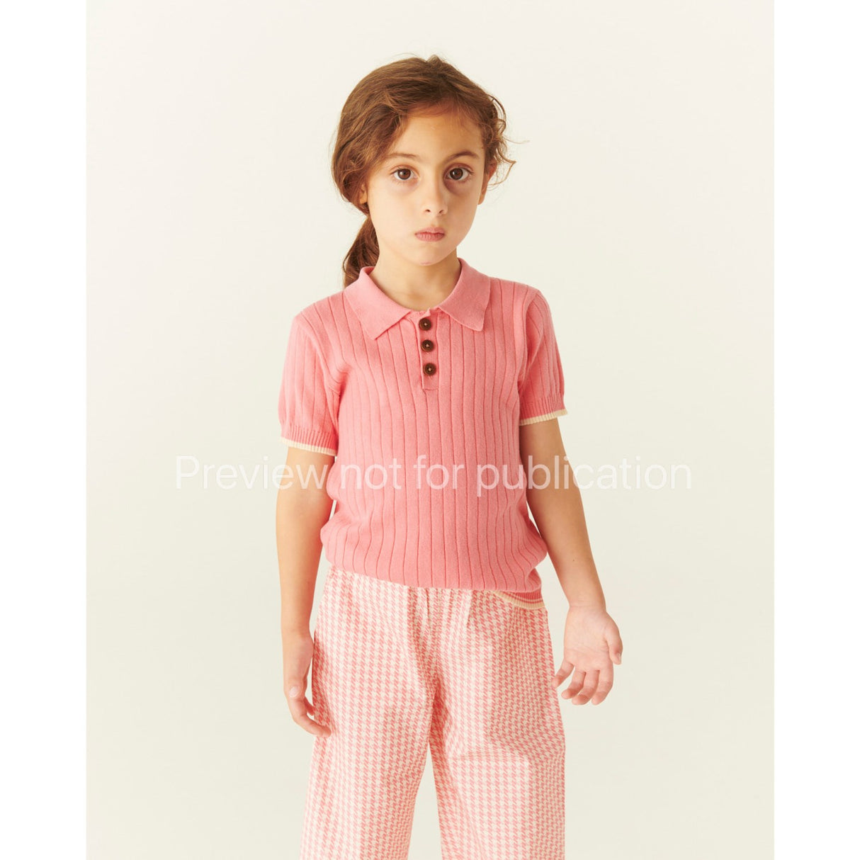 COPENHAGEN COLORS Pink Houndstooth Mini Houndstooth Bukser
