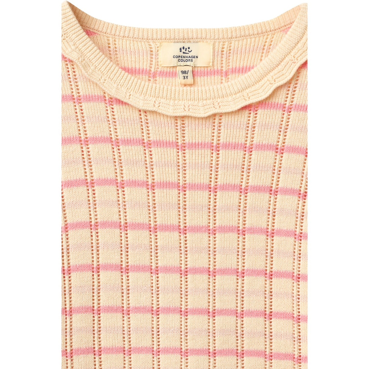 COPENHAGEN COLORS Pink Comb. Strikket Stripe Pointelle Ls Bluse