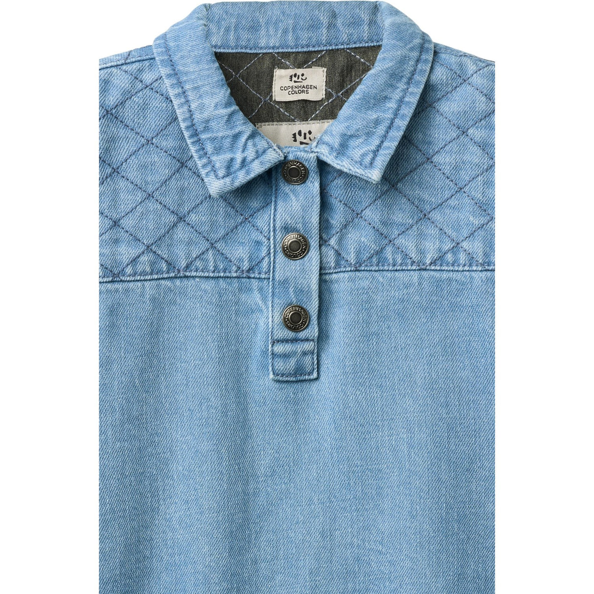 COPENHAGEN COLORS Lt. Washed Blue Quilt Organic Vattert Denim Kjole