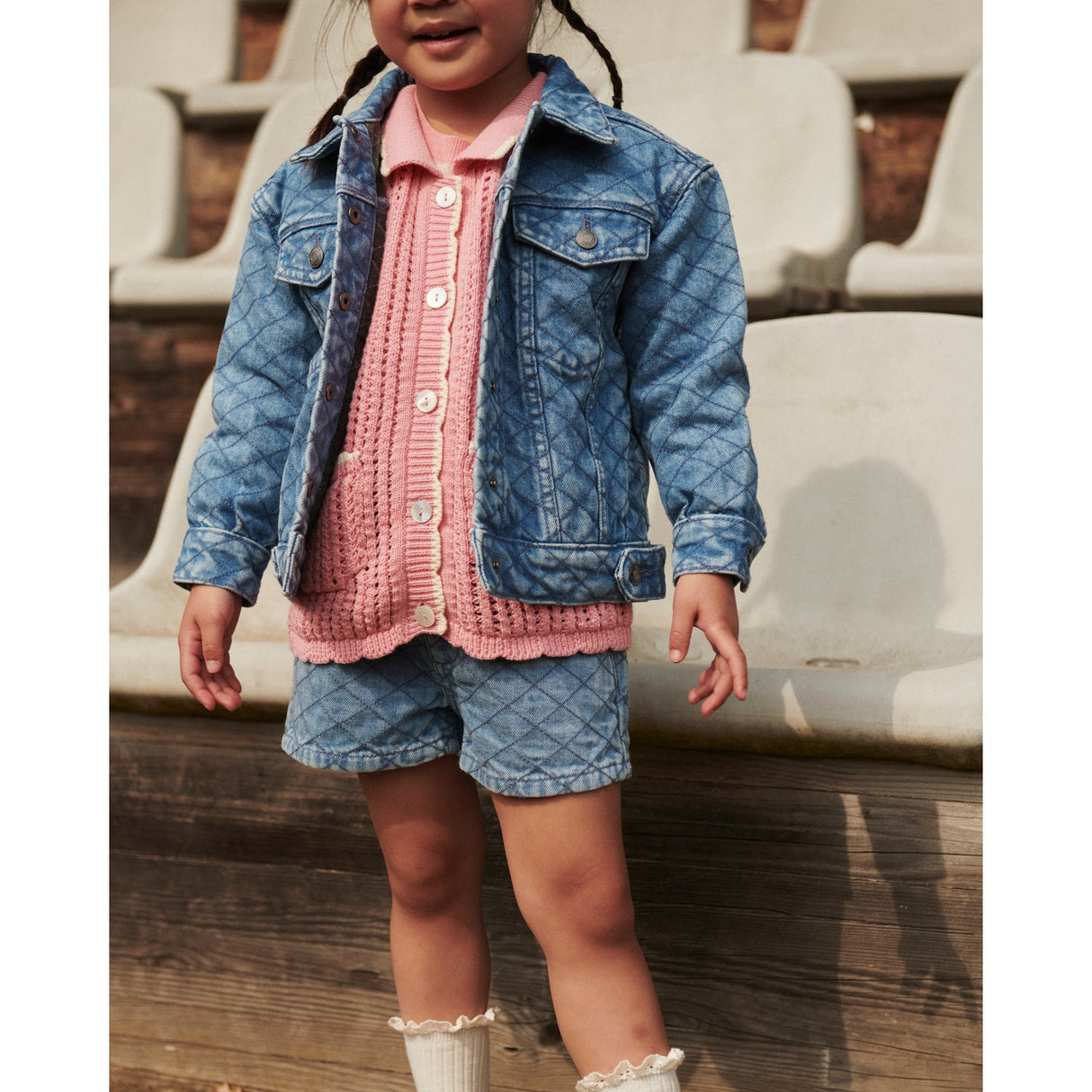 COPENHAGEN COLORS Lt. Washed Blue Quilt Organic Vattert Denim Shorts