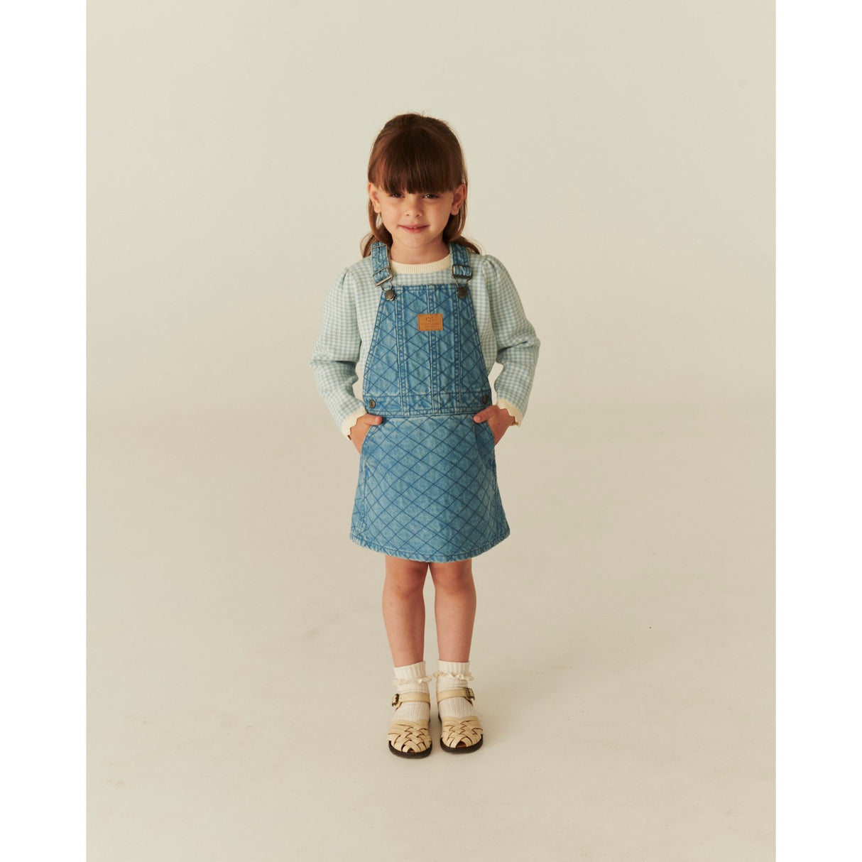 COPENHAGEN COLORS Lt. Washed Blue Quilt Organic Vattert Denim Spencer Kjole