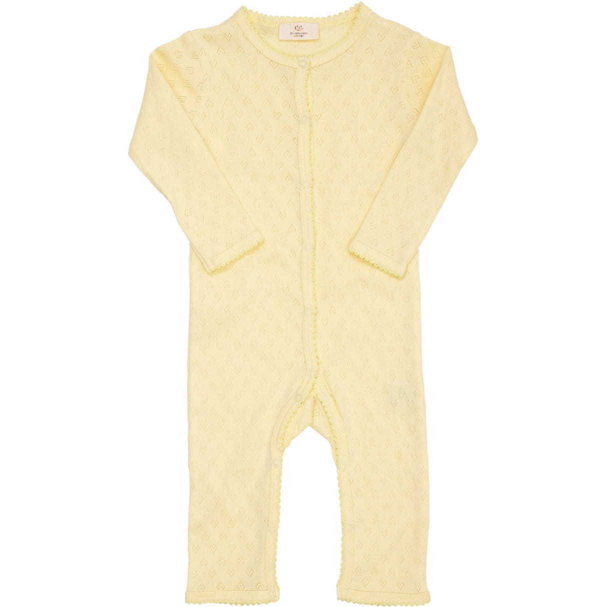 COPENHAGEN COLORS Pale Yellow Pointelle Heart Full Body