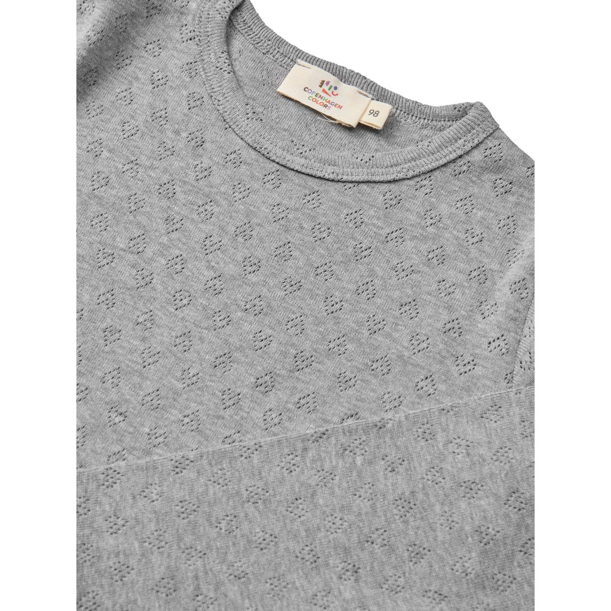 COPENHAGEN COLORS Grey Mel. Pointelle Heart Ls Tee