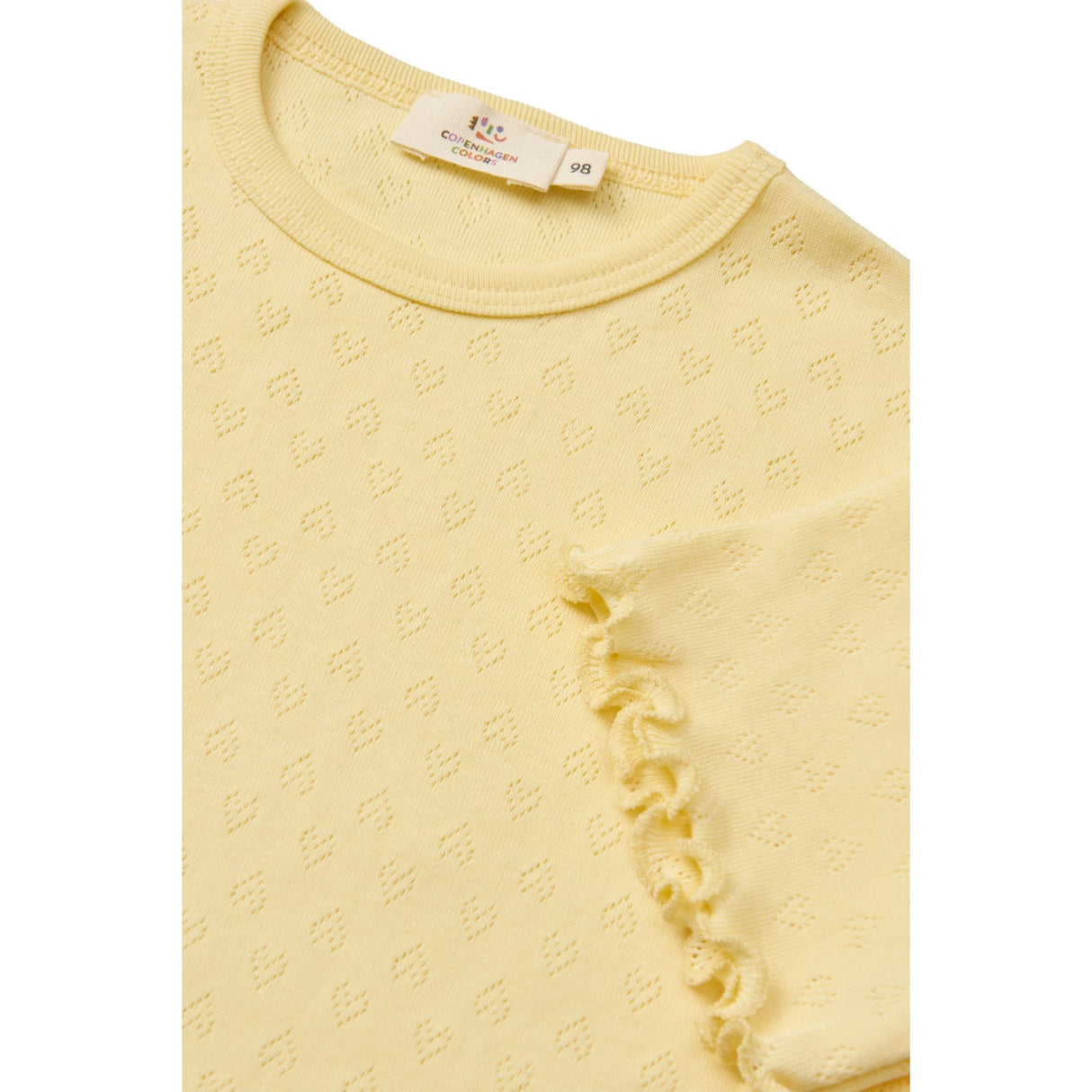 COPENHAGEN COLORS Pale Yellow Pointelle Heart T-Shirt