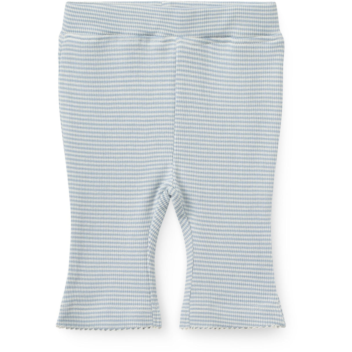 COPENHAGEN COLORS Dusty Blue Stripe Stripe Modal Rib Flare Pant W. Picot & Bue
