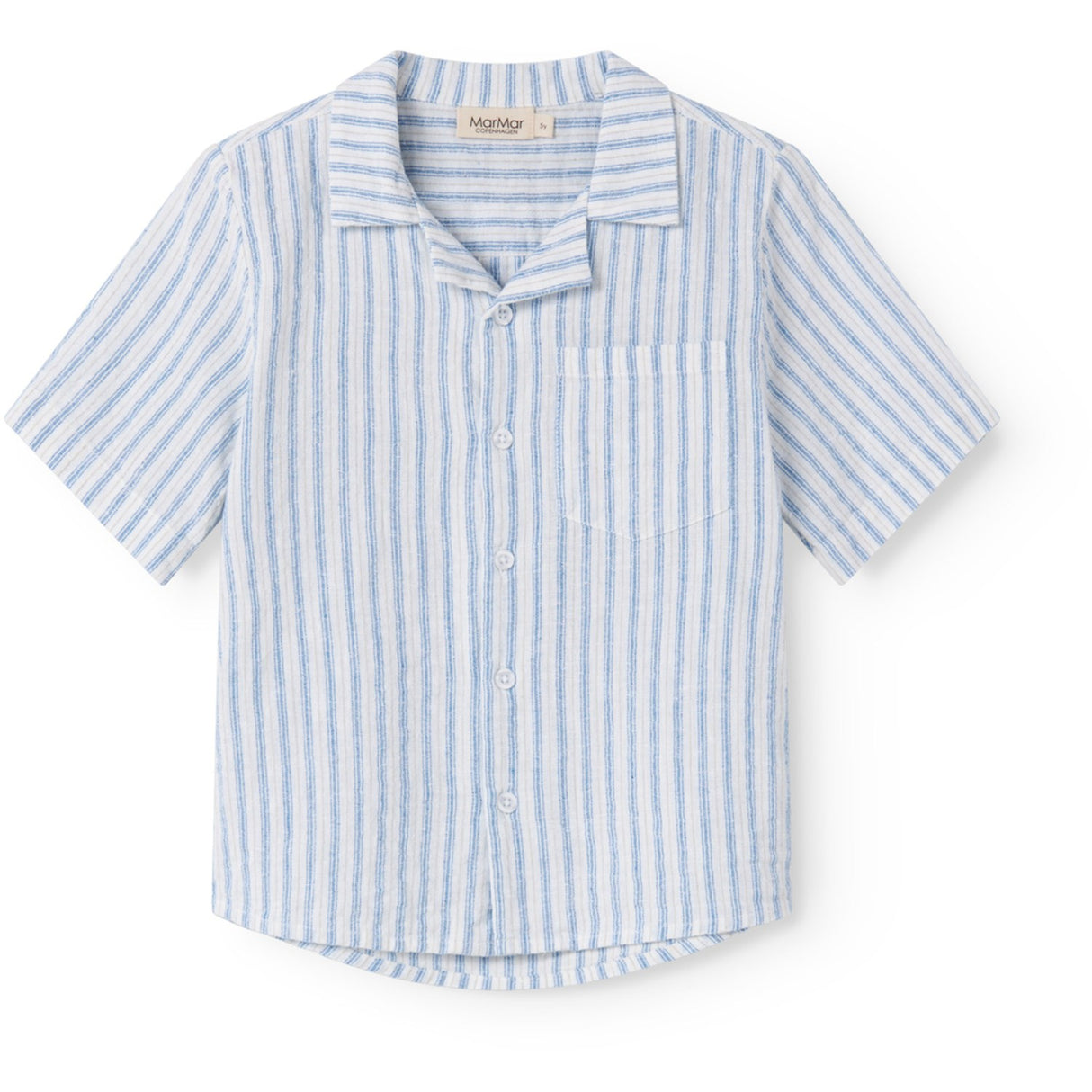 MarMar Cotton Linen Surf Blue Stripe Tage Skjorte