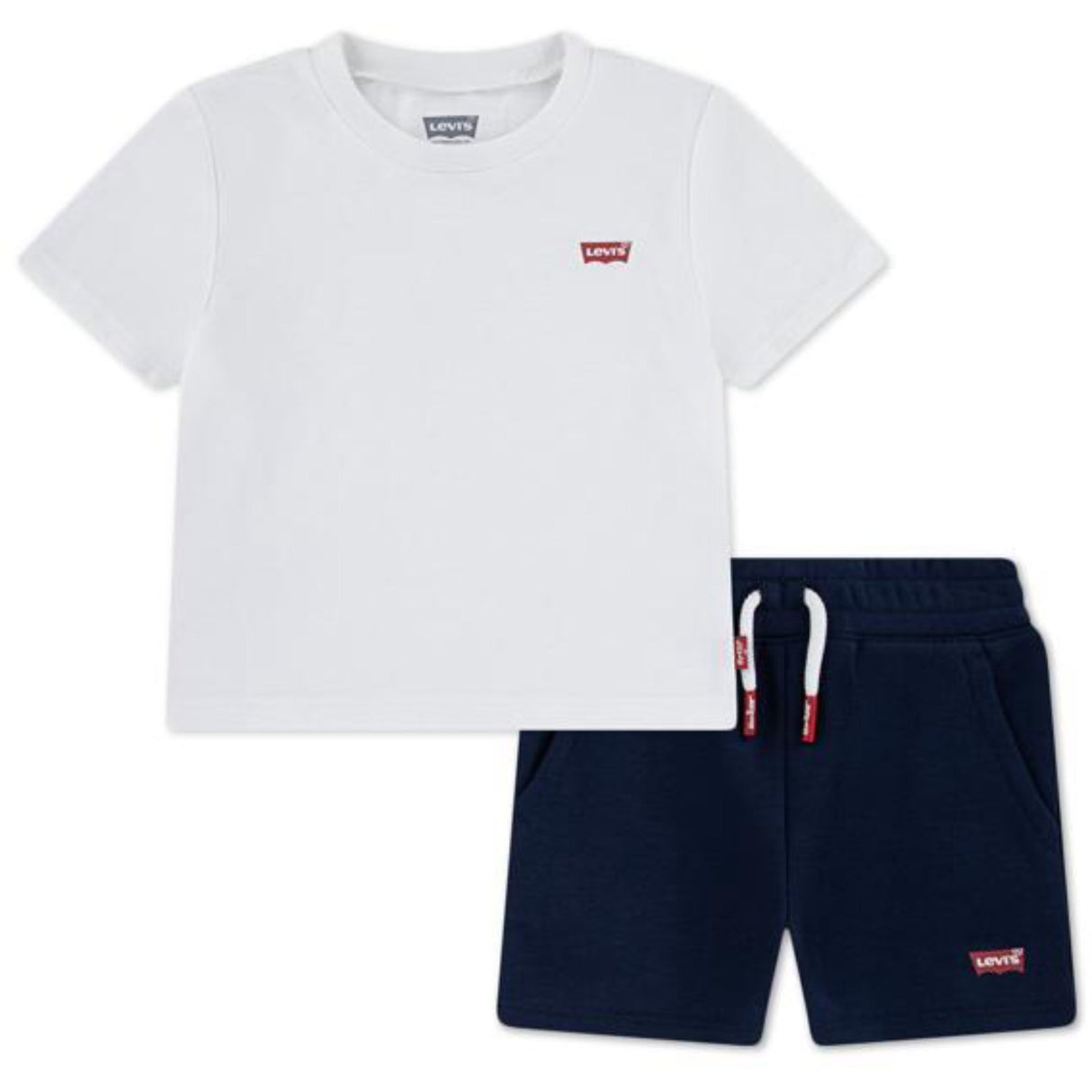 Levi's Bright White Lvb Batwing T-Shirt & Strikk Shorts Sett