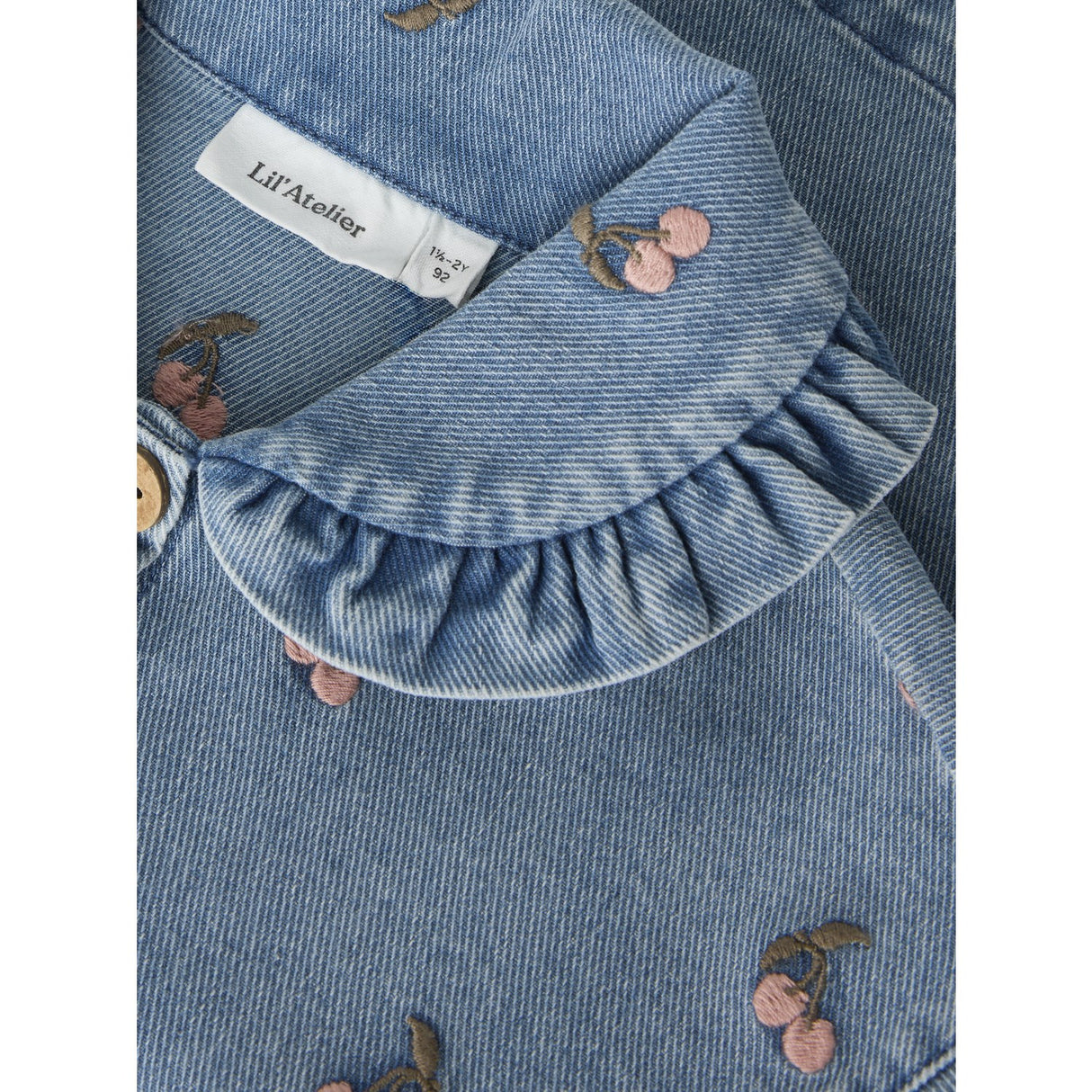 Lil'Atelier Medium Blue Denim Cherry Nmfdeva Loose Dnm Emb Jakke 2024-Es Lil