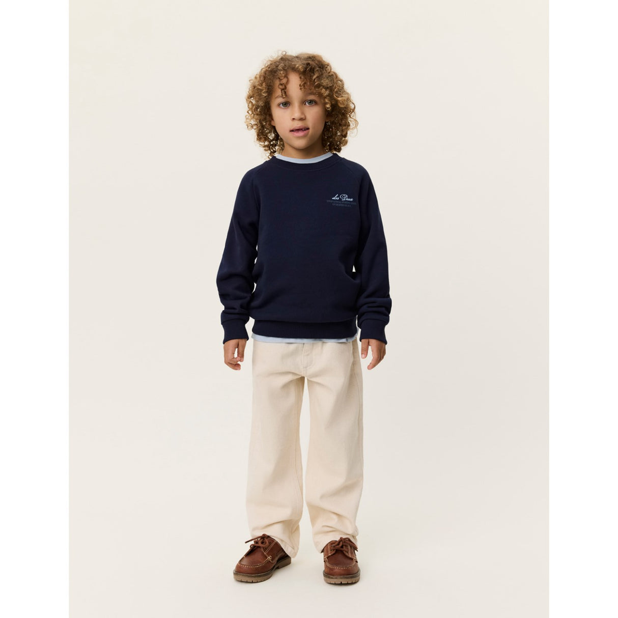 Les Deux Kids Dark Navy Globe Collegegenser