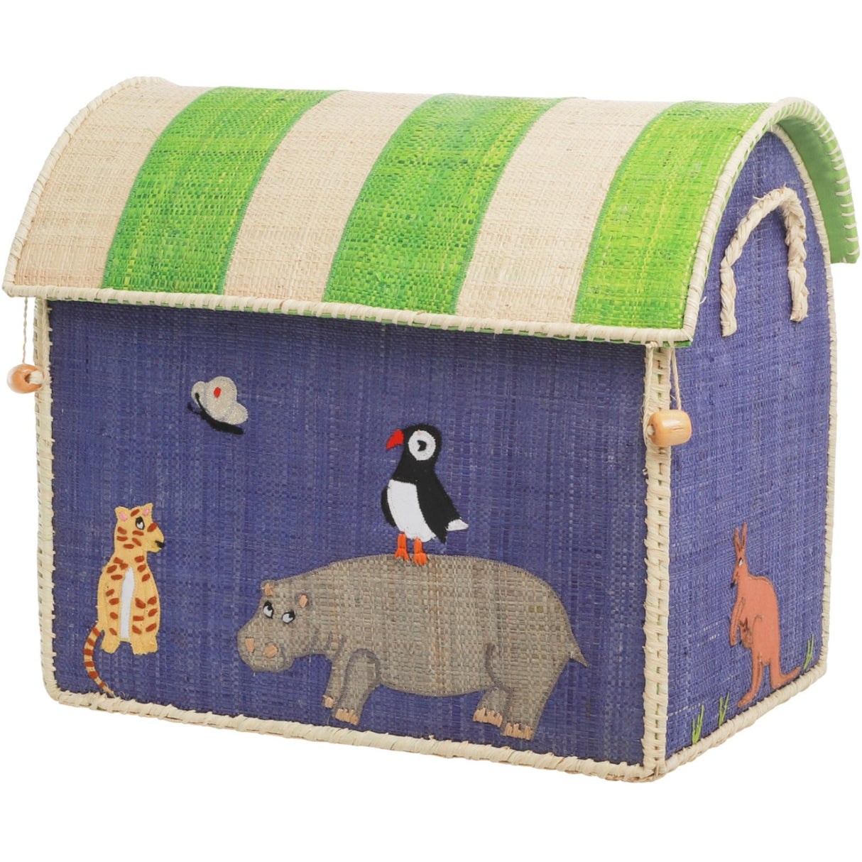 Rice Raffia Leketøy Baskets Med Animal Theme - Sett Of 3