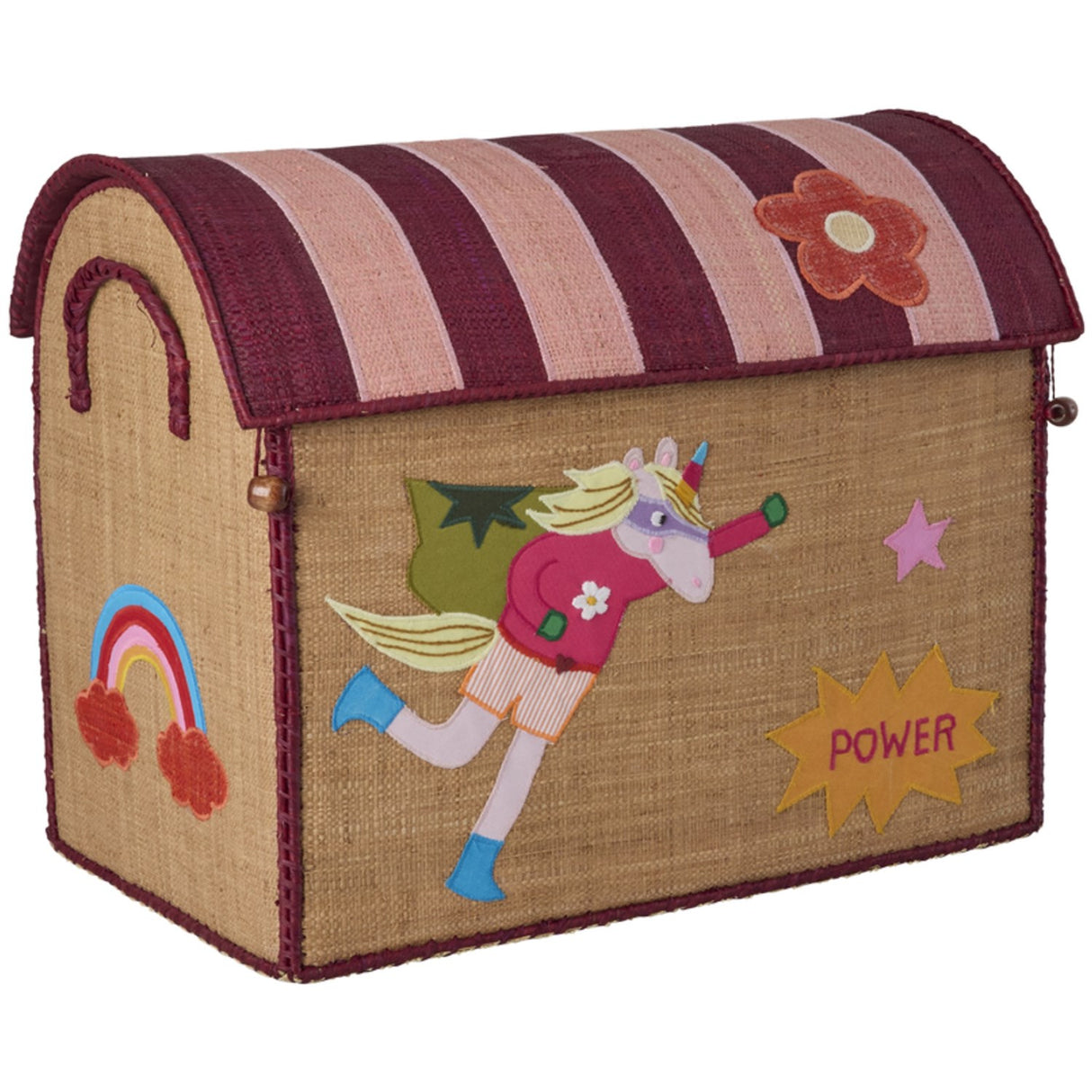 Rice Raffia Leketøy Baskets Med Hero Theme - Pink - Sett Of 3