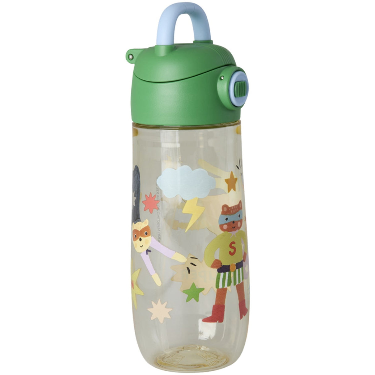Rice Plastic Kids Drinking Flaske Med Hero Print - Green - 550 Ml
