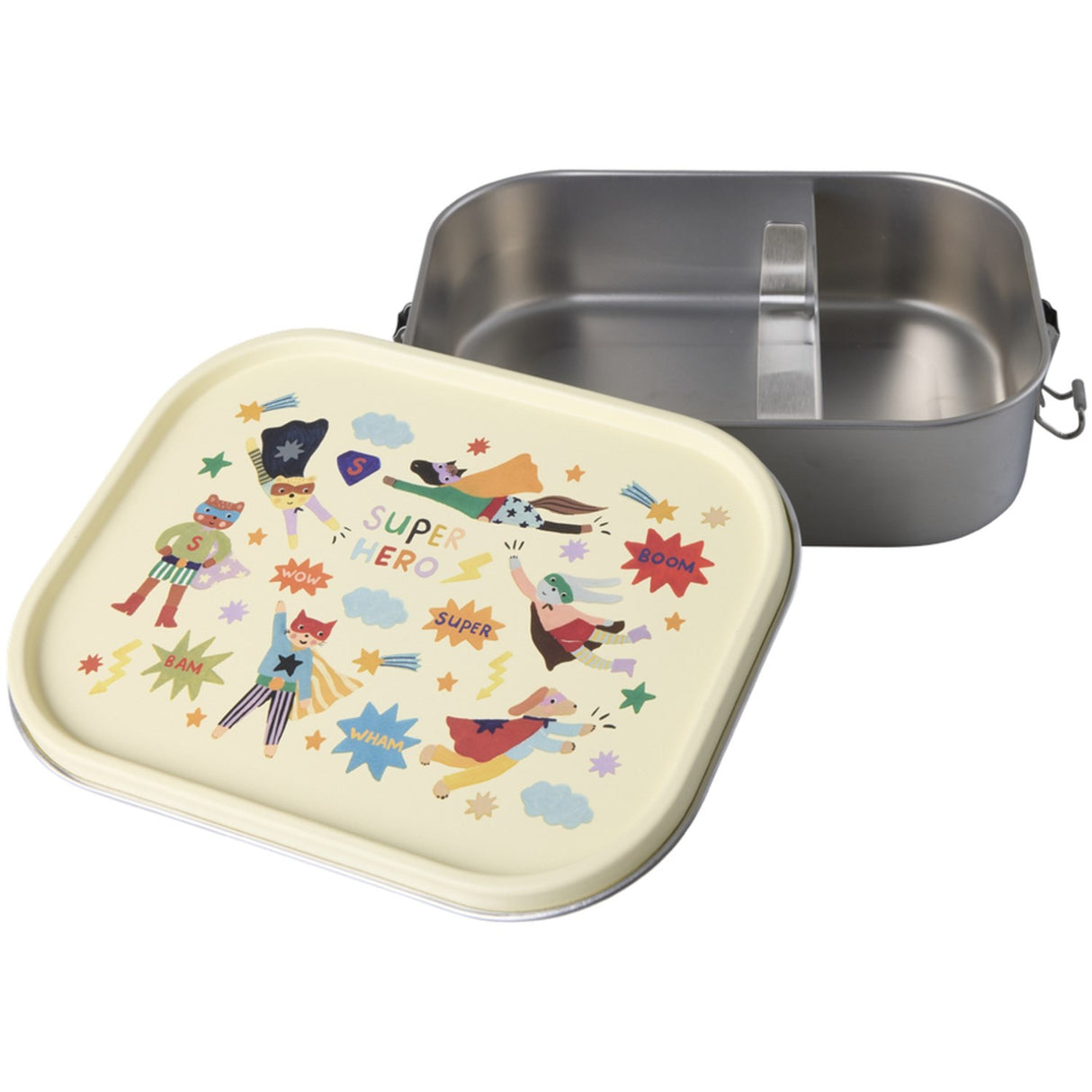 Rice Stainless Steel Lunchbox Med Moveable Divider Og Hero Print - Cream - Large - 1400 Ml