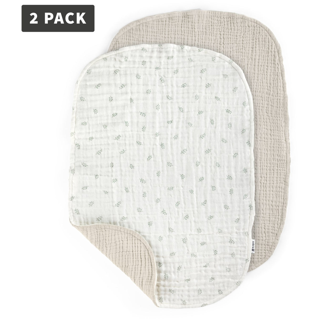 Sebra Beige Sophora Leaves Changing Mat Towels 2-Pakning Muslin