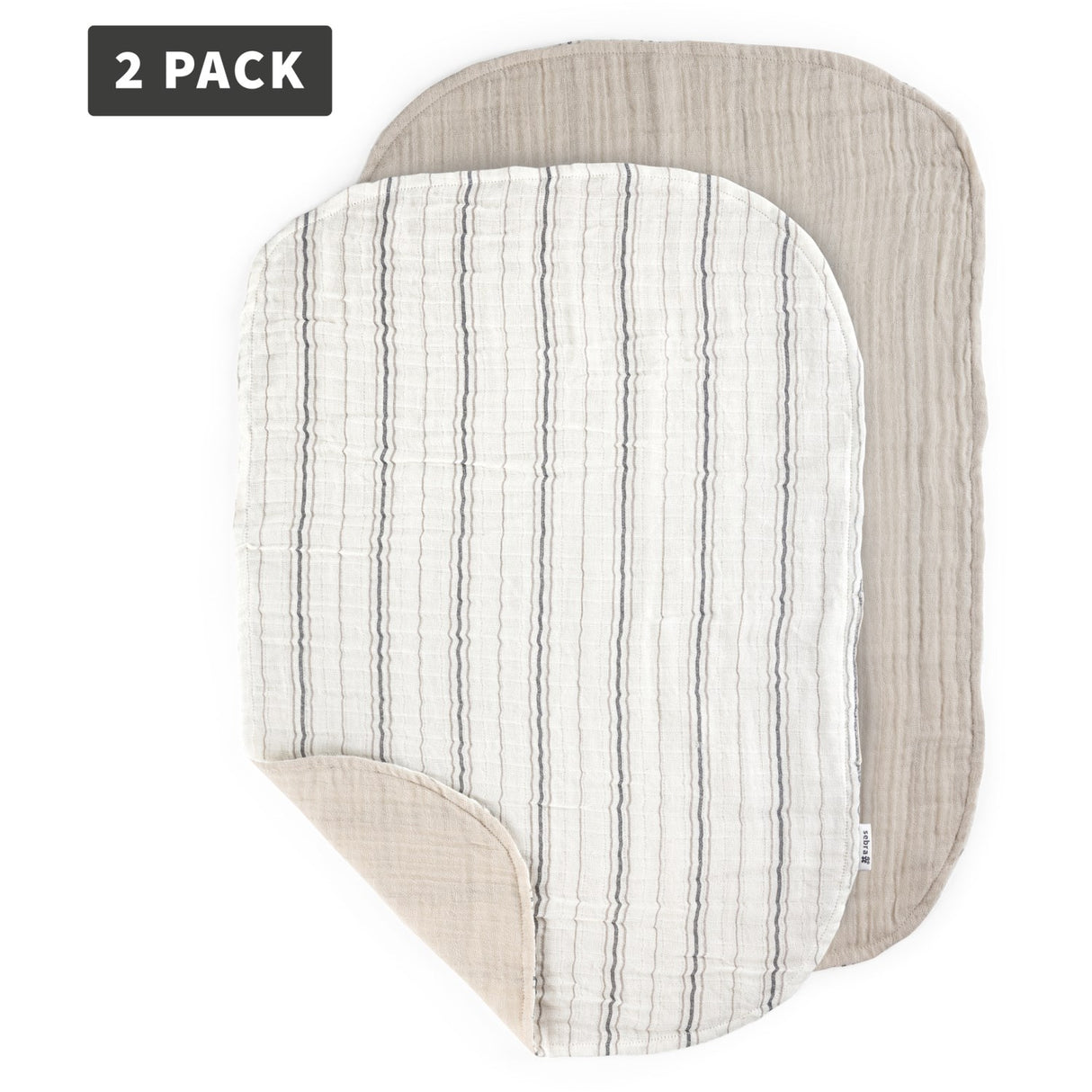 Sebra Beige Stripe Changing Mat Towels 2-Pakning Muslin