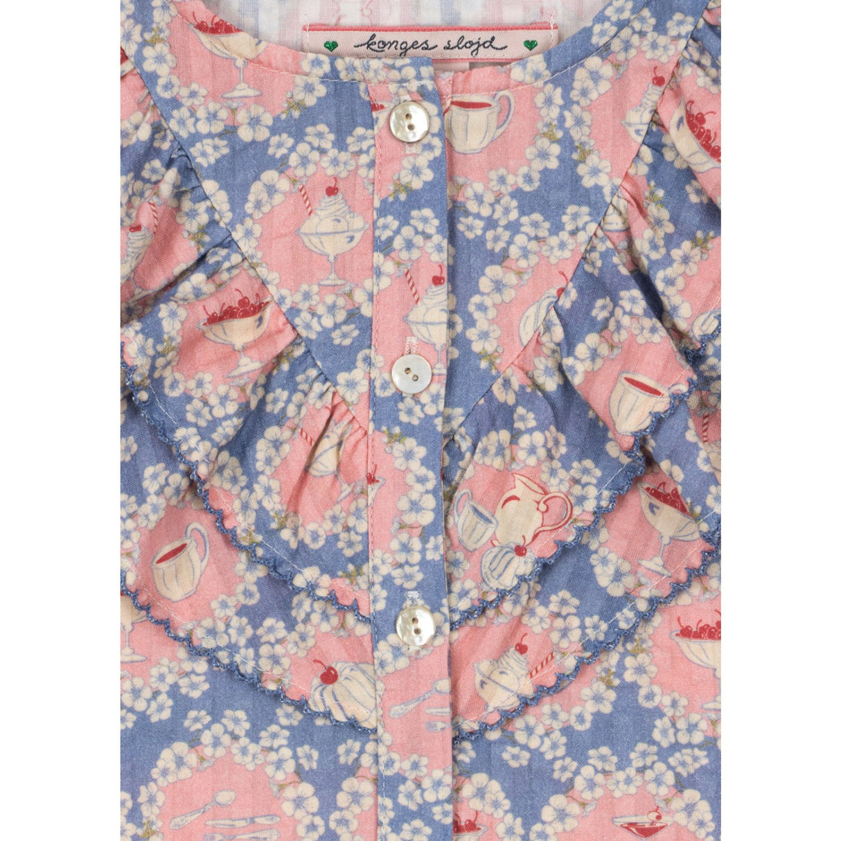 Konges Sløjd Snack Time Kim Frill Ss Skjorte Gots