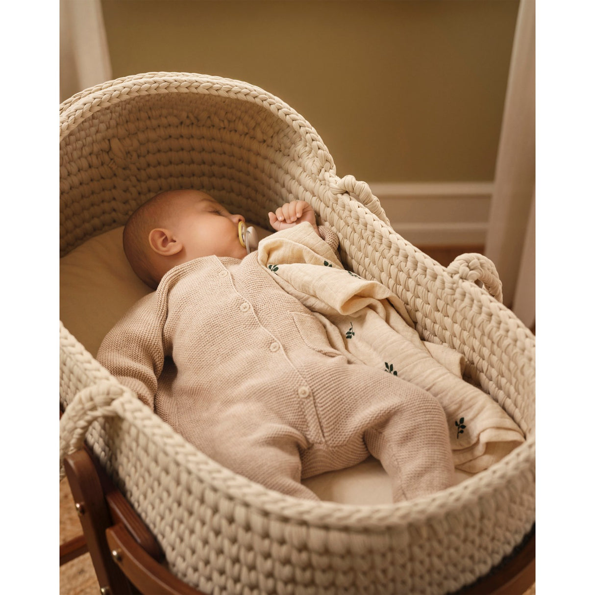 Moonboon Nature Crocheted Moses Kurv Og Stand (Bundle)