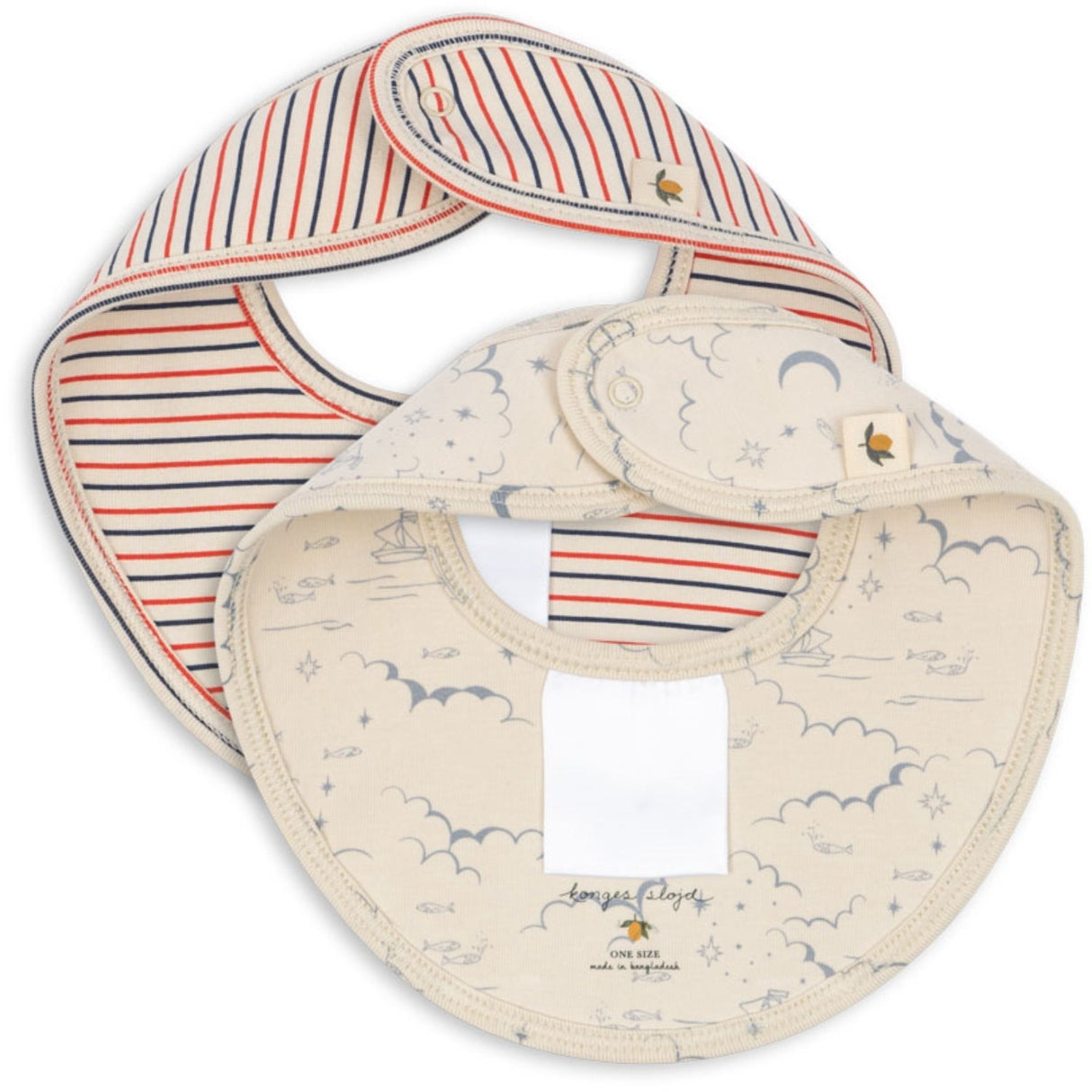 Konges Sløjd Stripe Tricolore Petit/Cielo Marino Basic 2 Pakke Hakesmekke