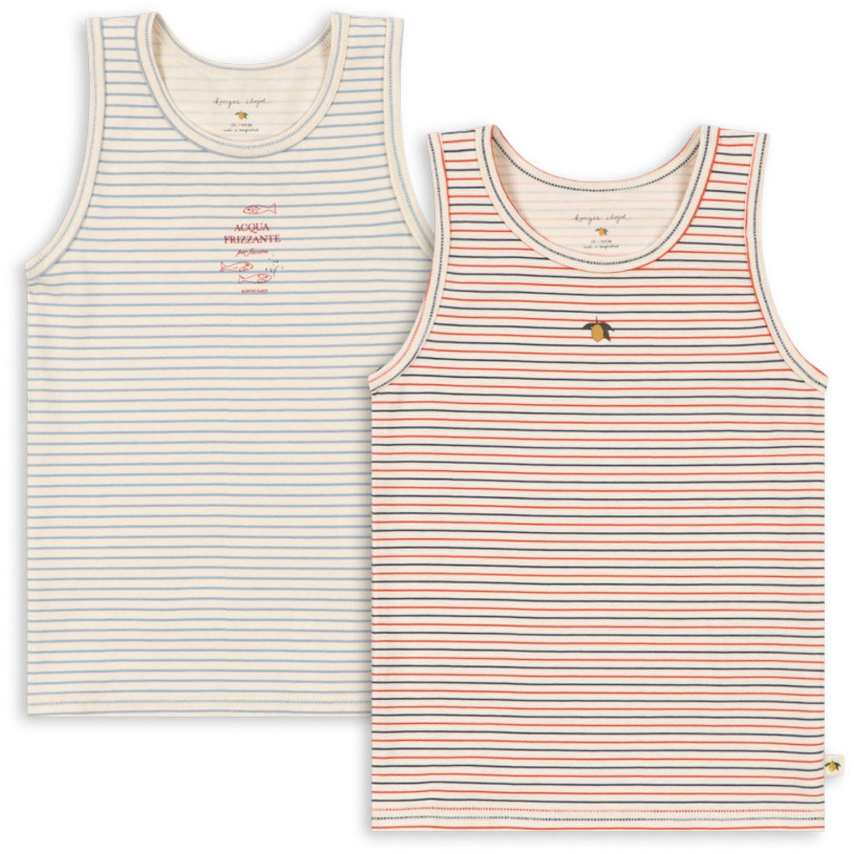 Konges Sløjd Stripe Bluie/Stripe Tricolore Petit Basic 2 Pakke Tank Tops Gots