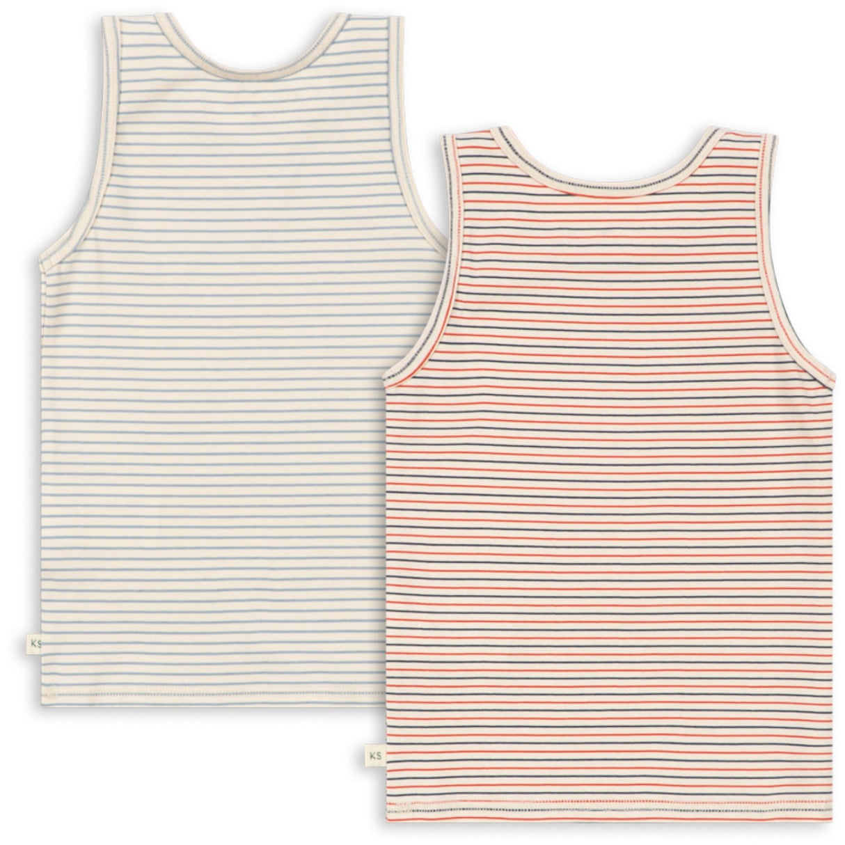Konges Sløjd Stripe Bluie/Stripe Tricolore Petit Basic 2 Pakke Tank Tops Gots