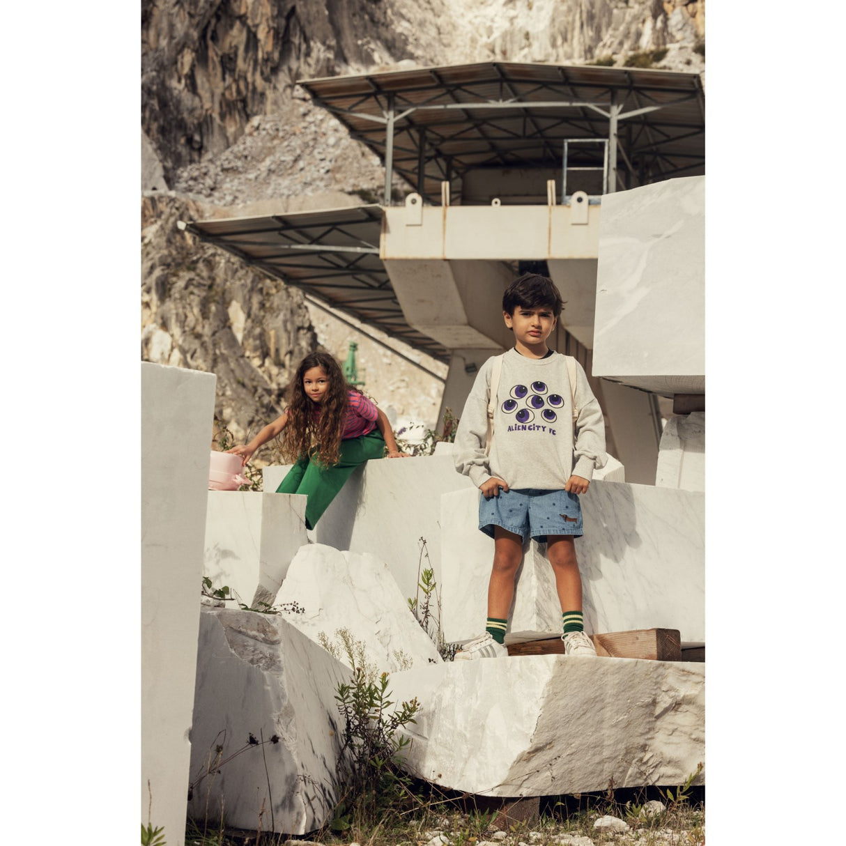 Mini Rodini Grey Melange Eyes Emb Collegegenser