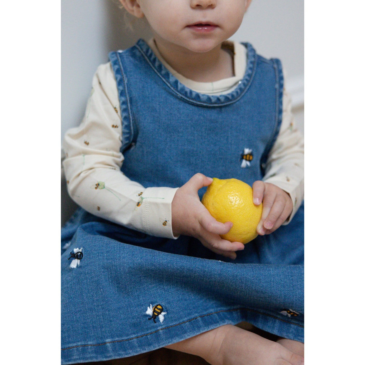 Petit Piao Light Blue Denim Emb Ppjubii S_L Denim Kjole