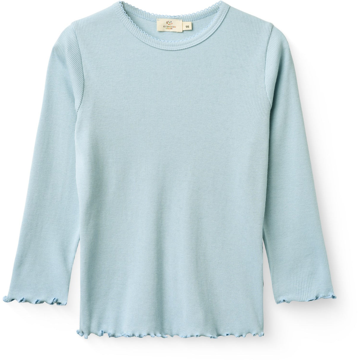COPENHAGEN COLORS Dusty Blue Modal Rib Ls T-Shirt M/ Picot