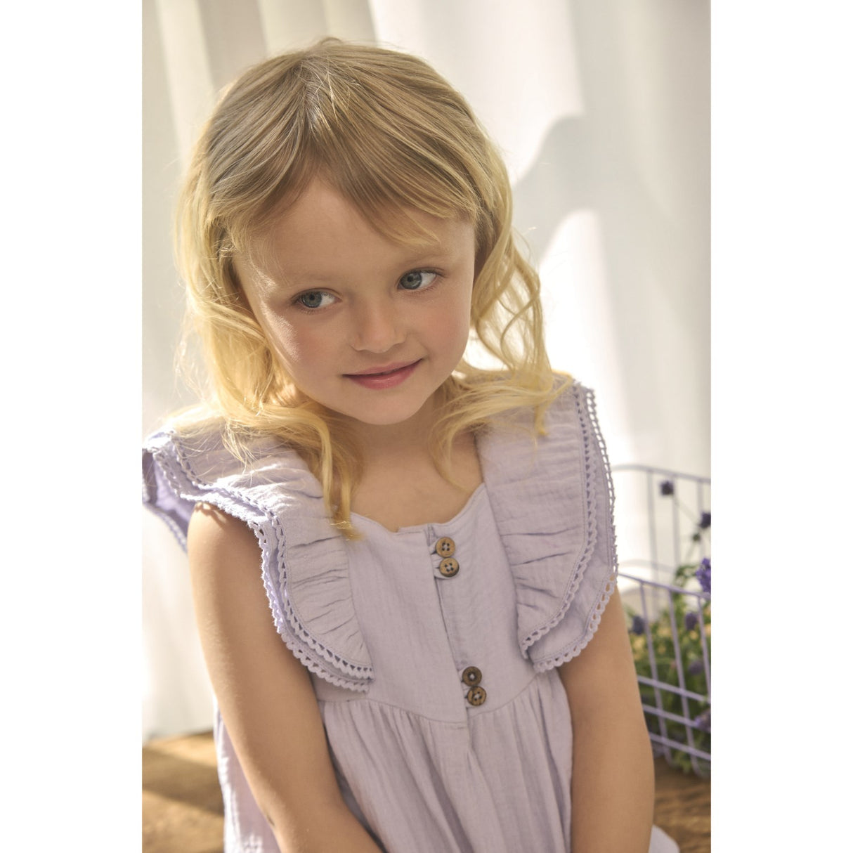 En Fant Purple Heather Kjole Ss Muslin