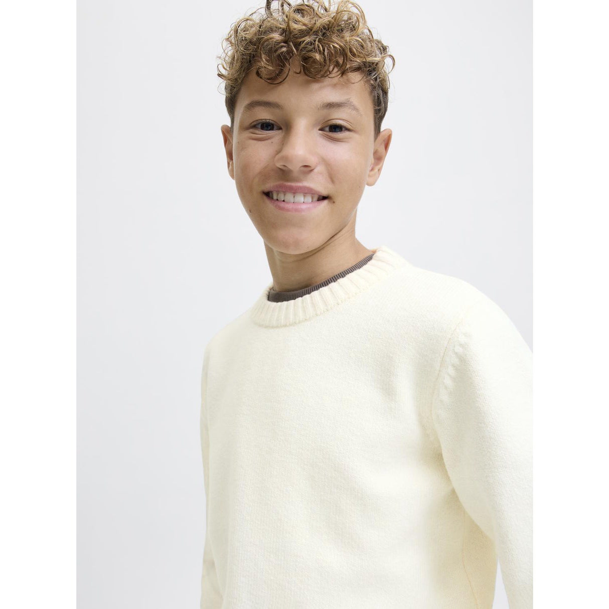 Jack & Jones Junior Sea Salt Jornorrebro Strikk Crew Neck Ln Jnr