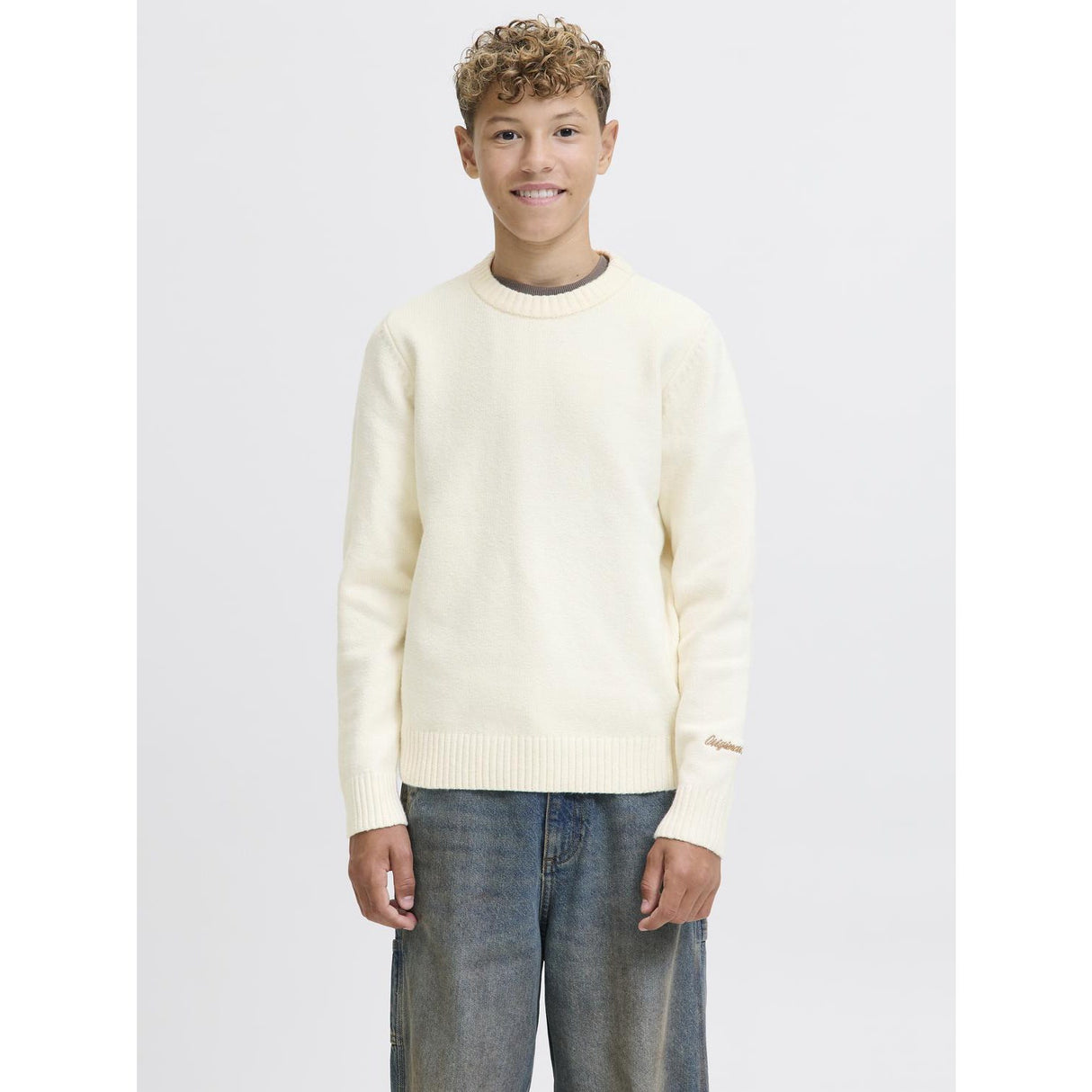 Jack & Jones Junior Sea Salt Jornorrebro Strikk Crew Neck Ln Jnr