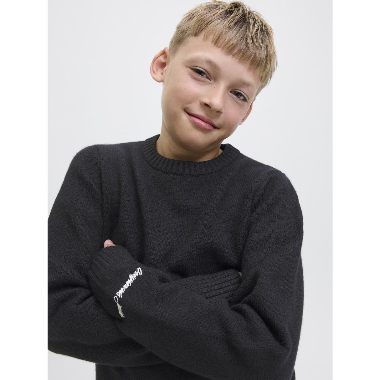 Jack & Jones Junior Black Jornorrebro Strikk Crew Neck Sn Jnr